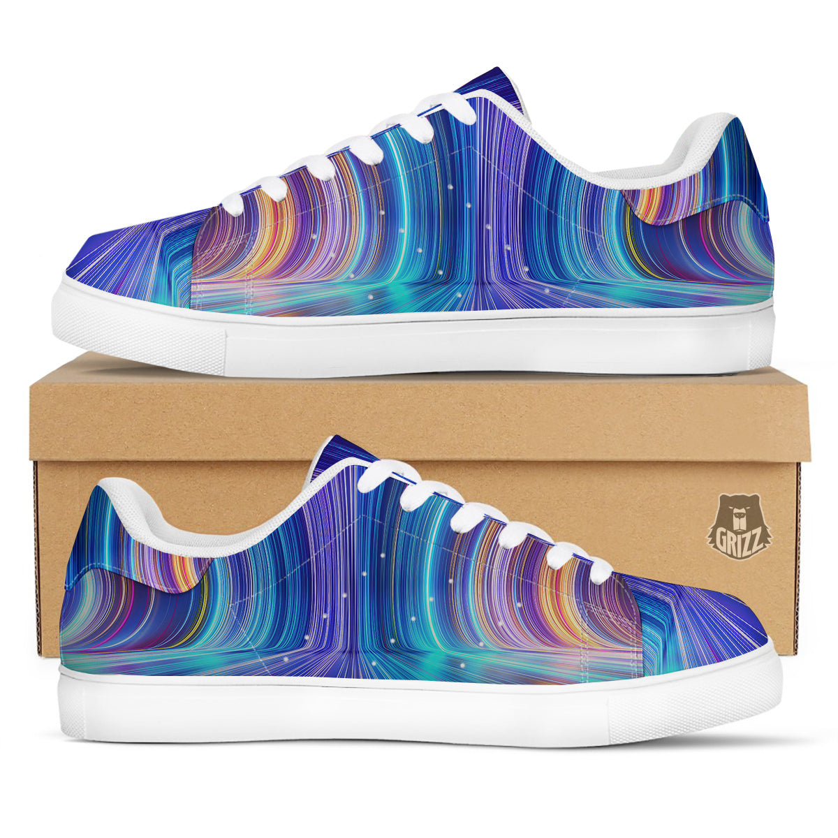 Hyperspace Colorful Print White Low Top Sneakers-grizzshop