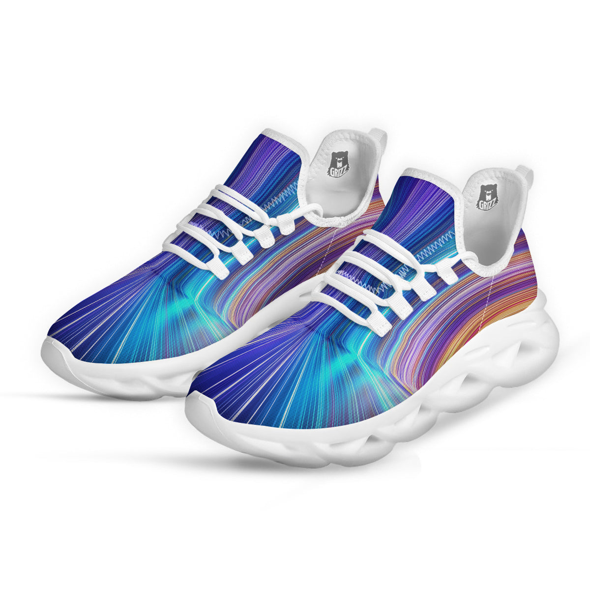 Hyperspace Colorful Print White Running Shoes-grizzshop