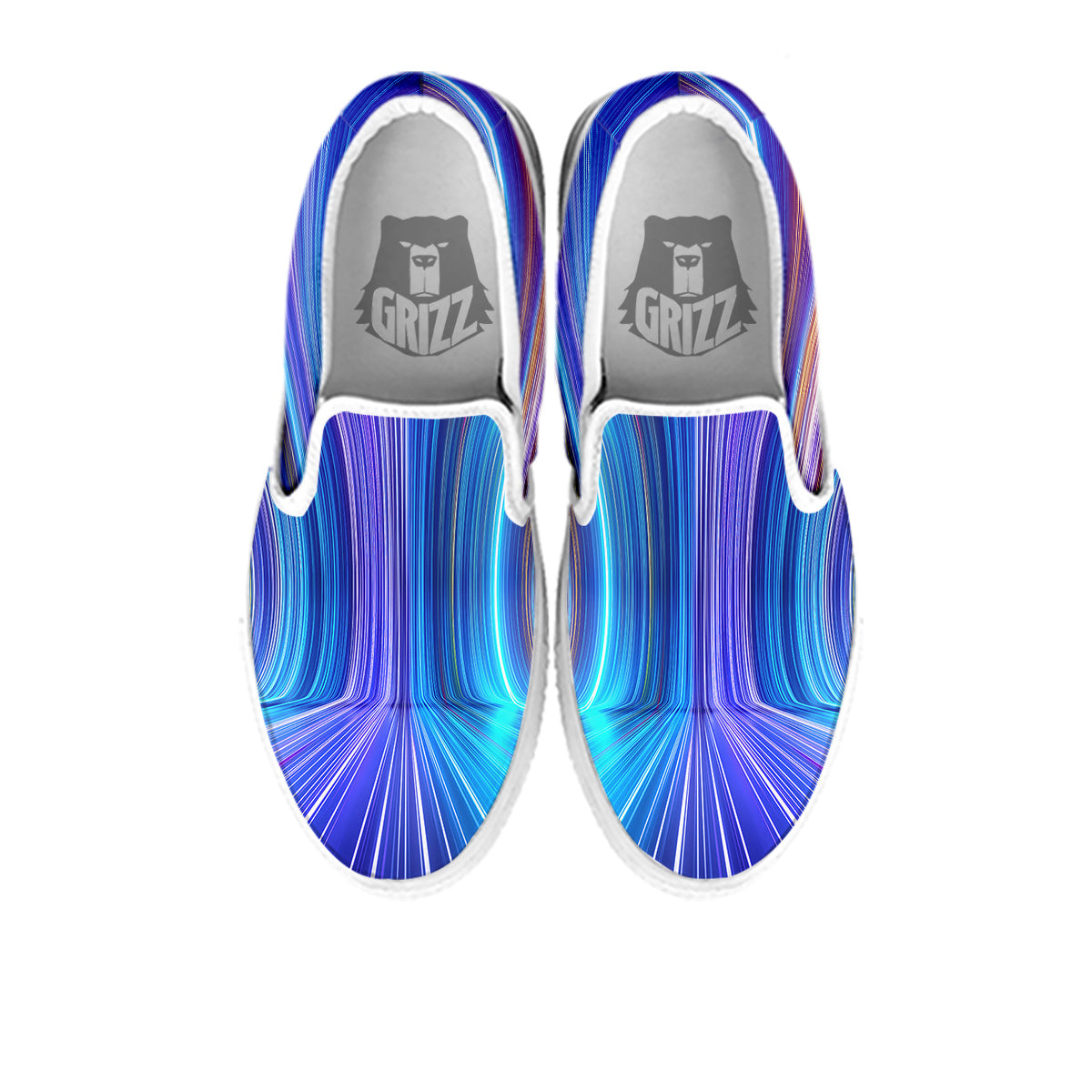 Hyperspace Colorful Print White Slip On Shoes-grizzshop