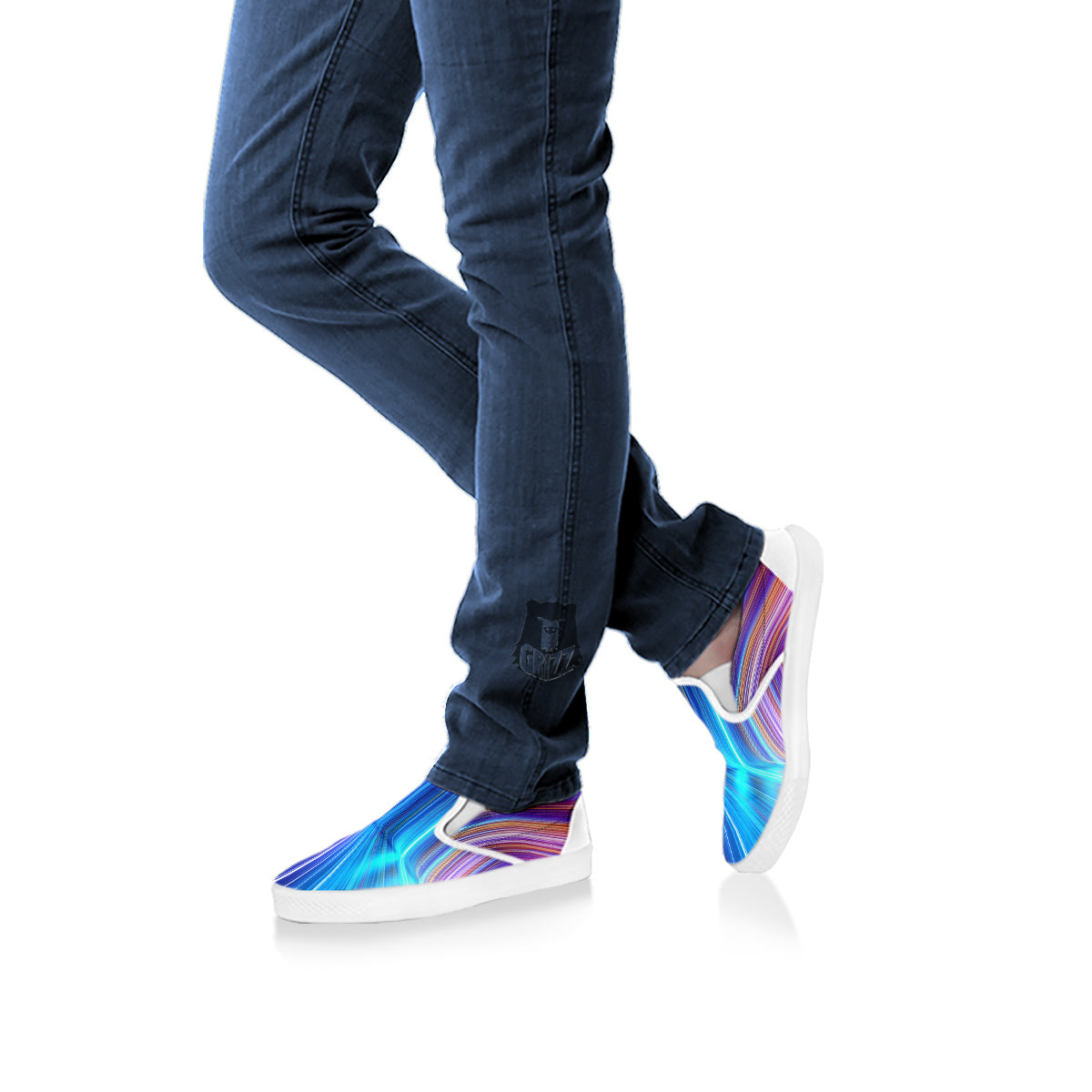 Hyperspace Colorful Print White Slip On Shoes-grizzshop