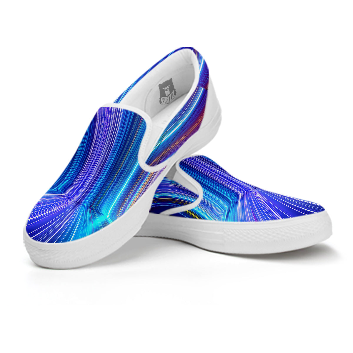 Hyperspace Colorful Print White Slip On Shoes-grizzshop