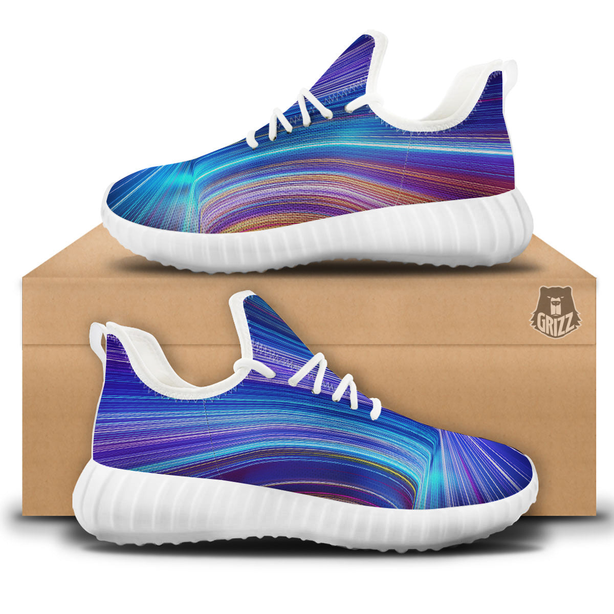 Hyperspace Colorful Print White Walking Shoes-grizzshop