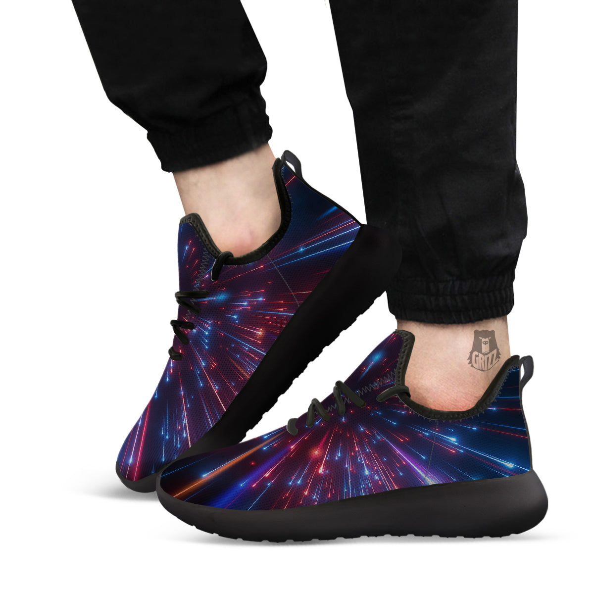 Hyperspace Cosmic Print Black Athletic Shoes-grizzshop