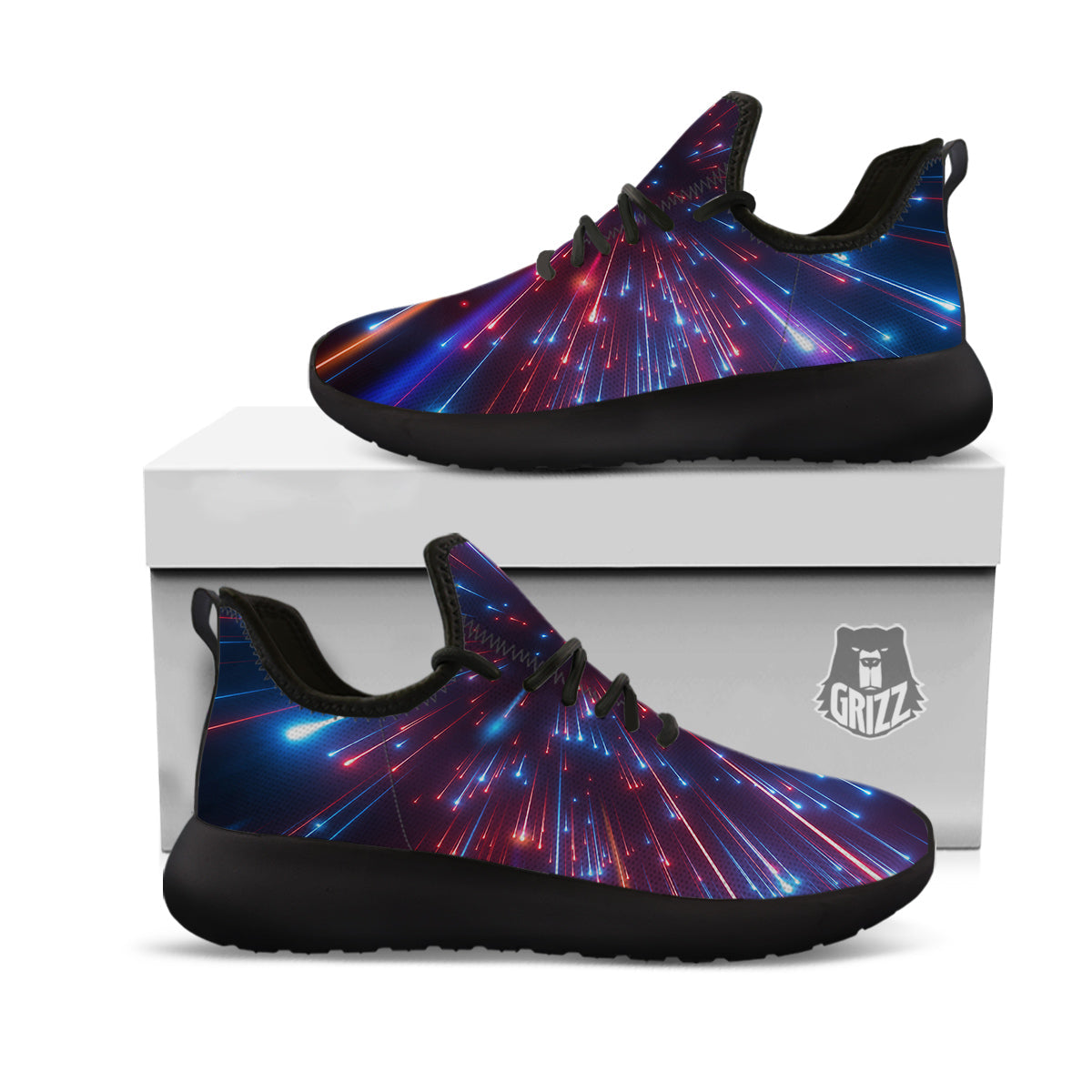 Hyperspace Cosmic Print Black Athletic Shoes-grizzshop