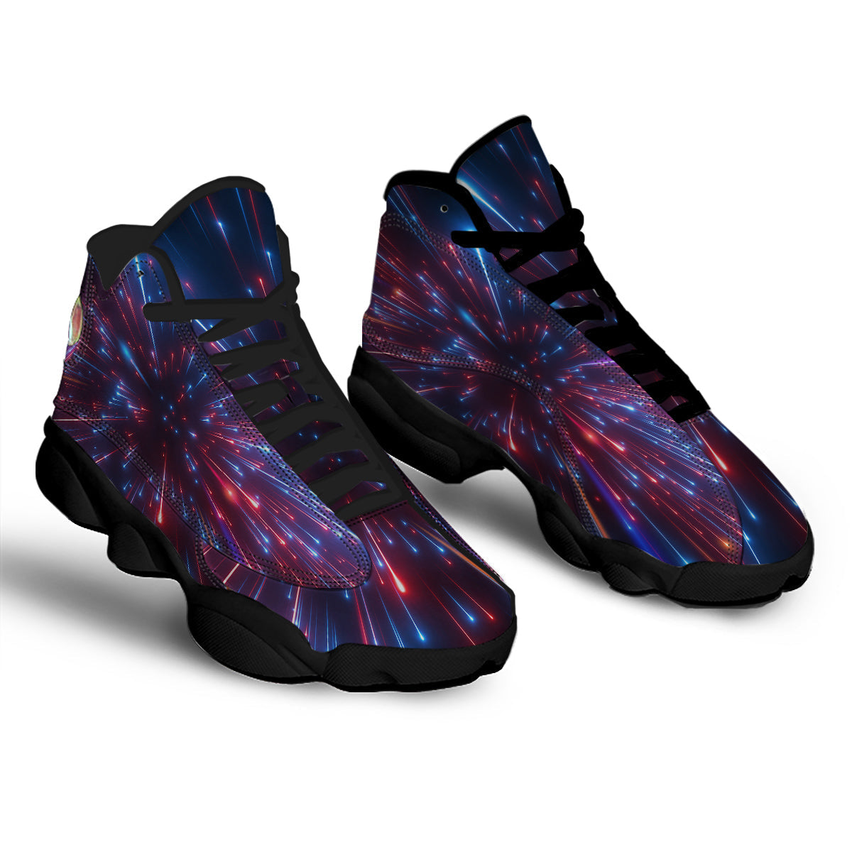 Hyperspace Cosmic Print Black Basketball Shoes-grizzshop