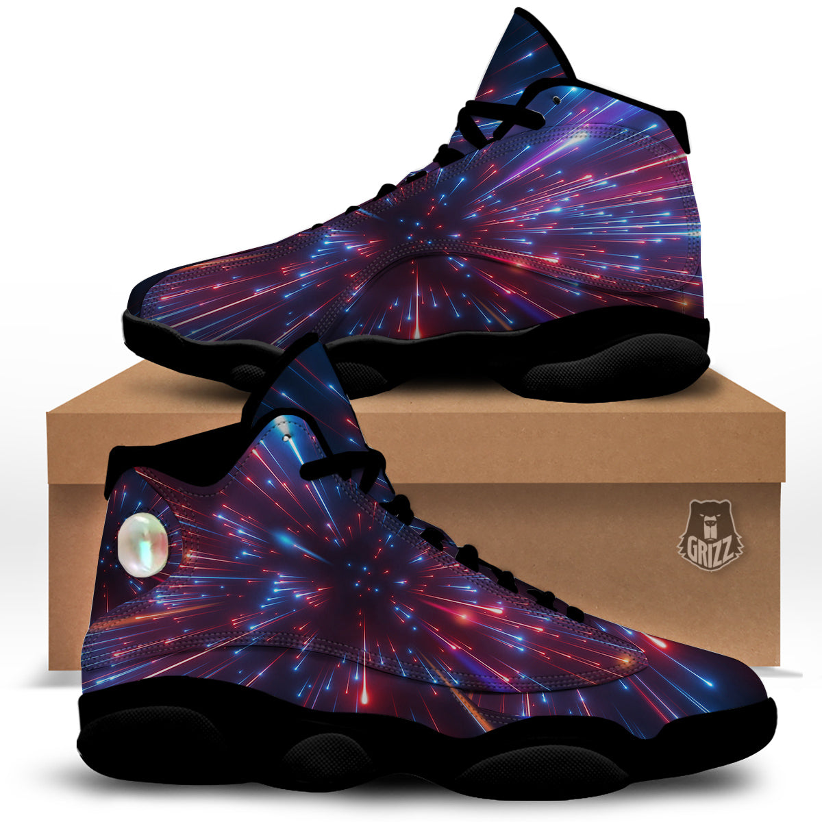 Hyperspace Cosmic Print Black Basketball Shoes-grizzshop