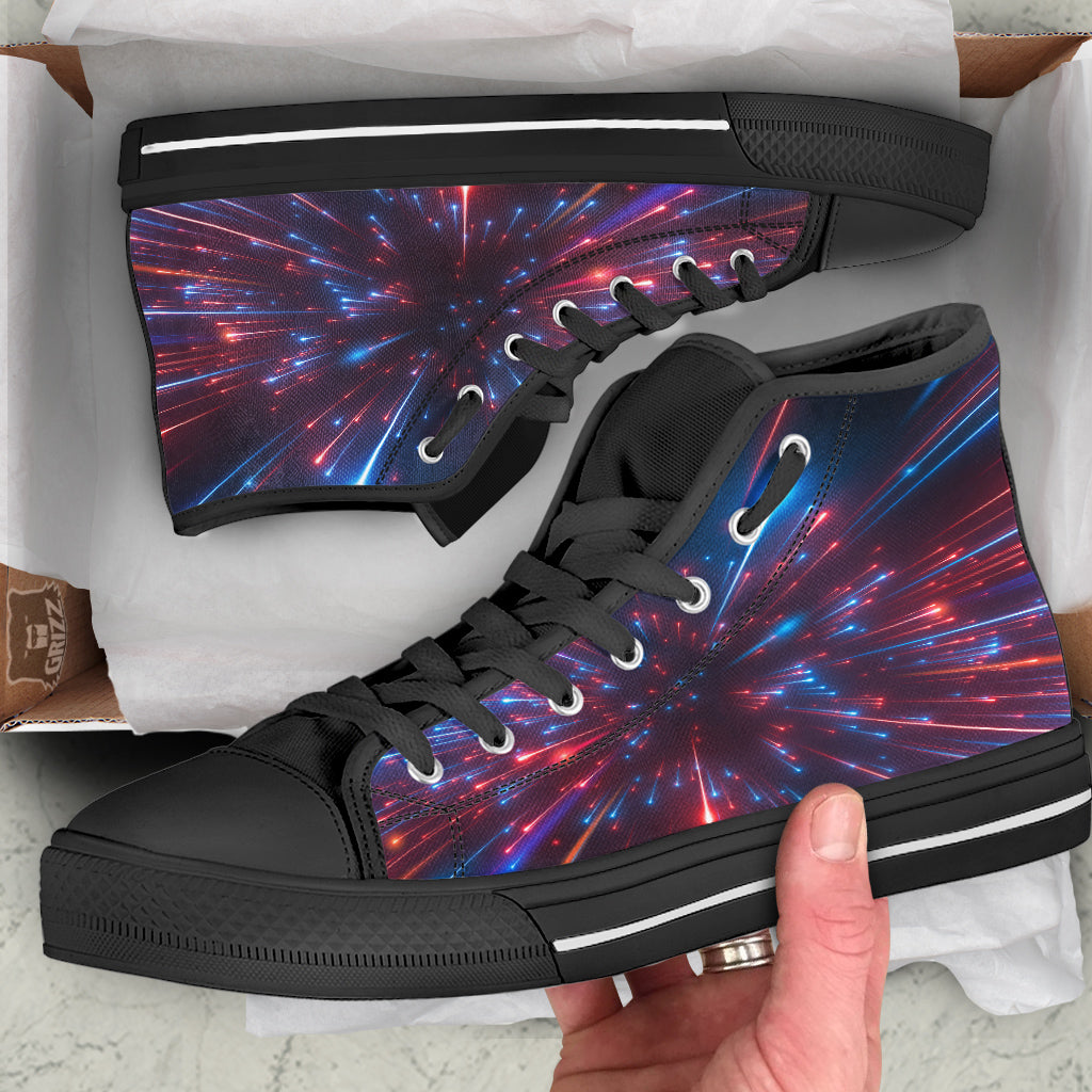 Hyperspace Cosmic Print Black High Top Shoes-grizzshop
