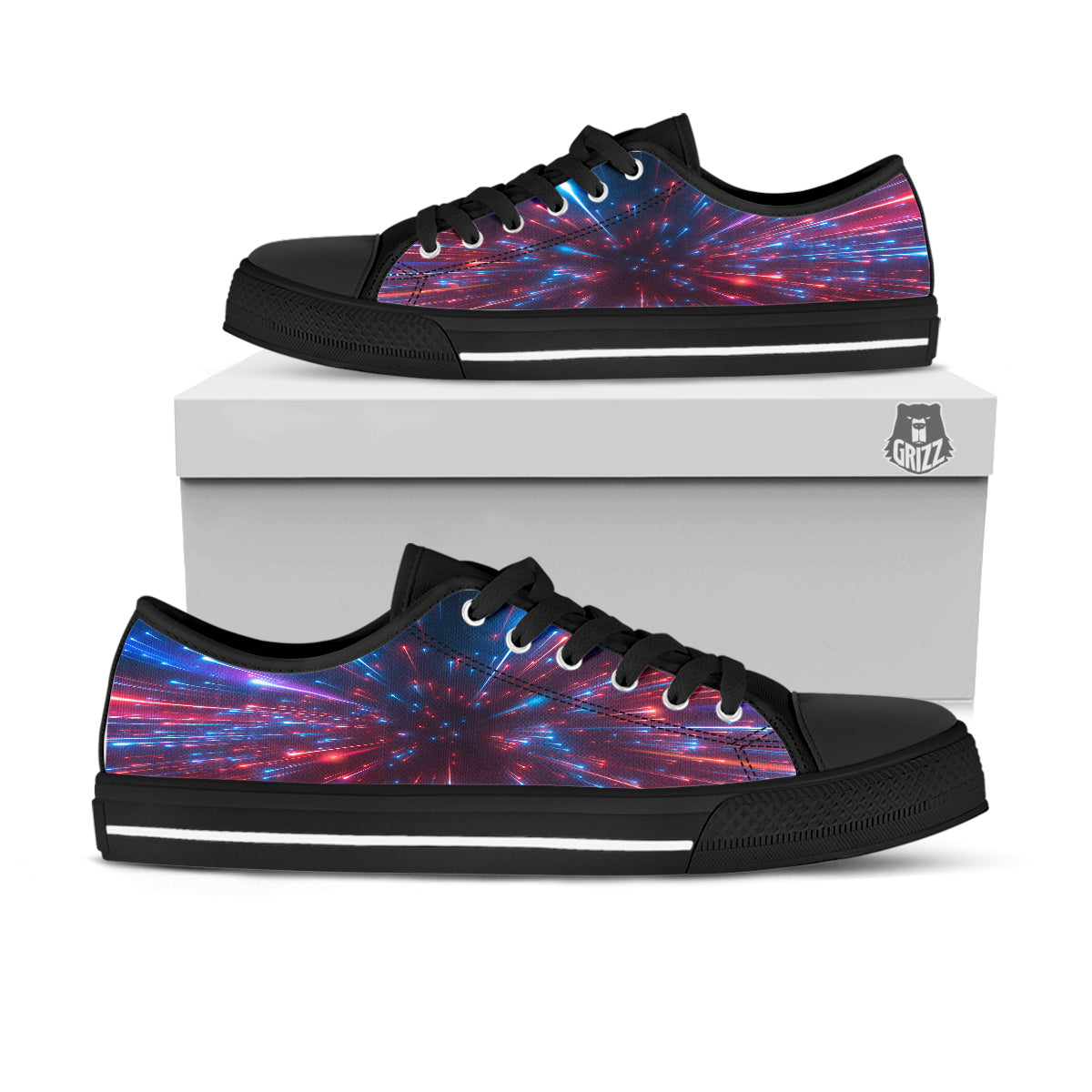 Hyperspace Cosmic Print Black Low Top Shoes-grizzshop