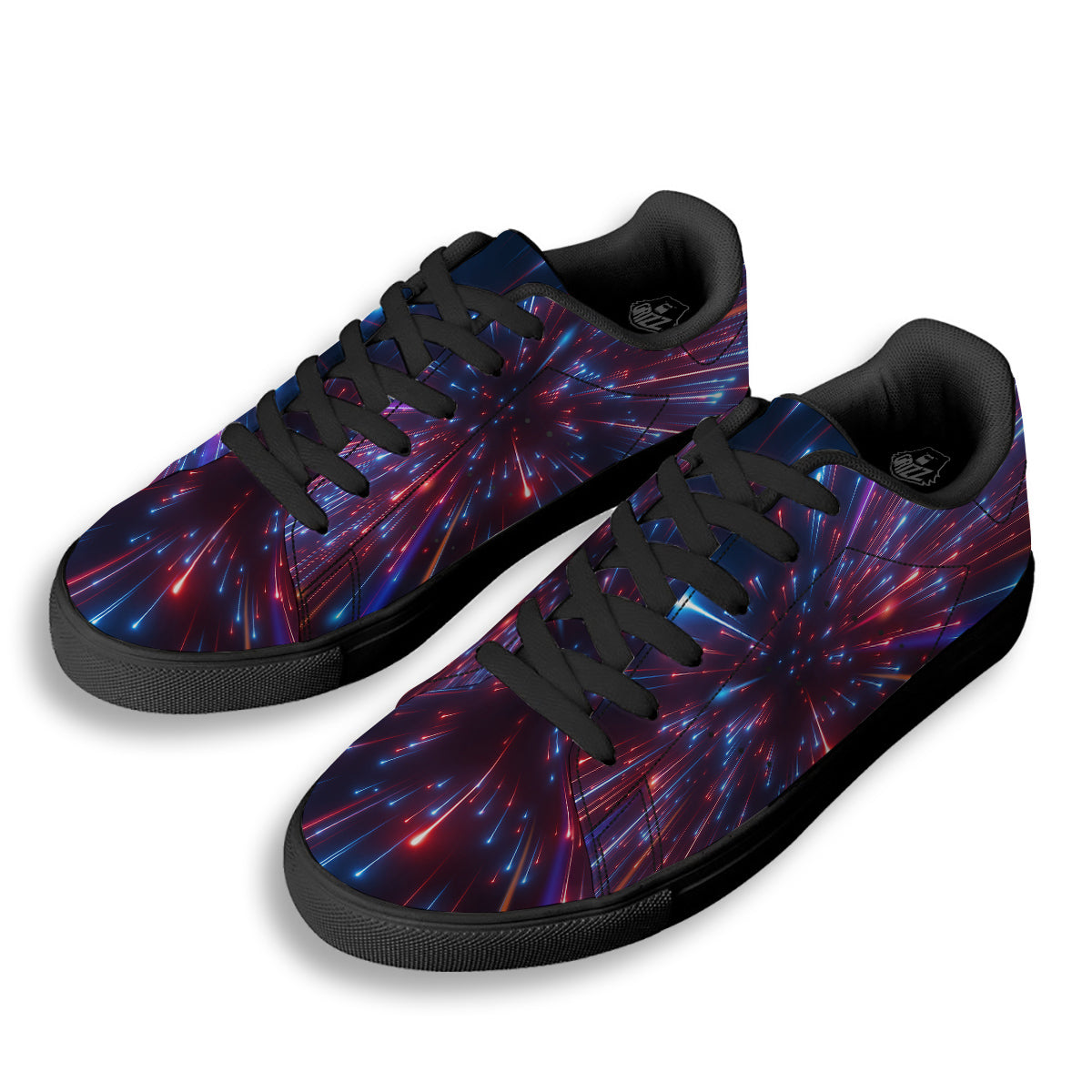Hyperspace Cosmic Print Black Low Top Sneakers-grizzshop