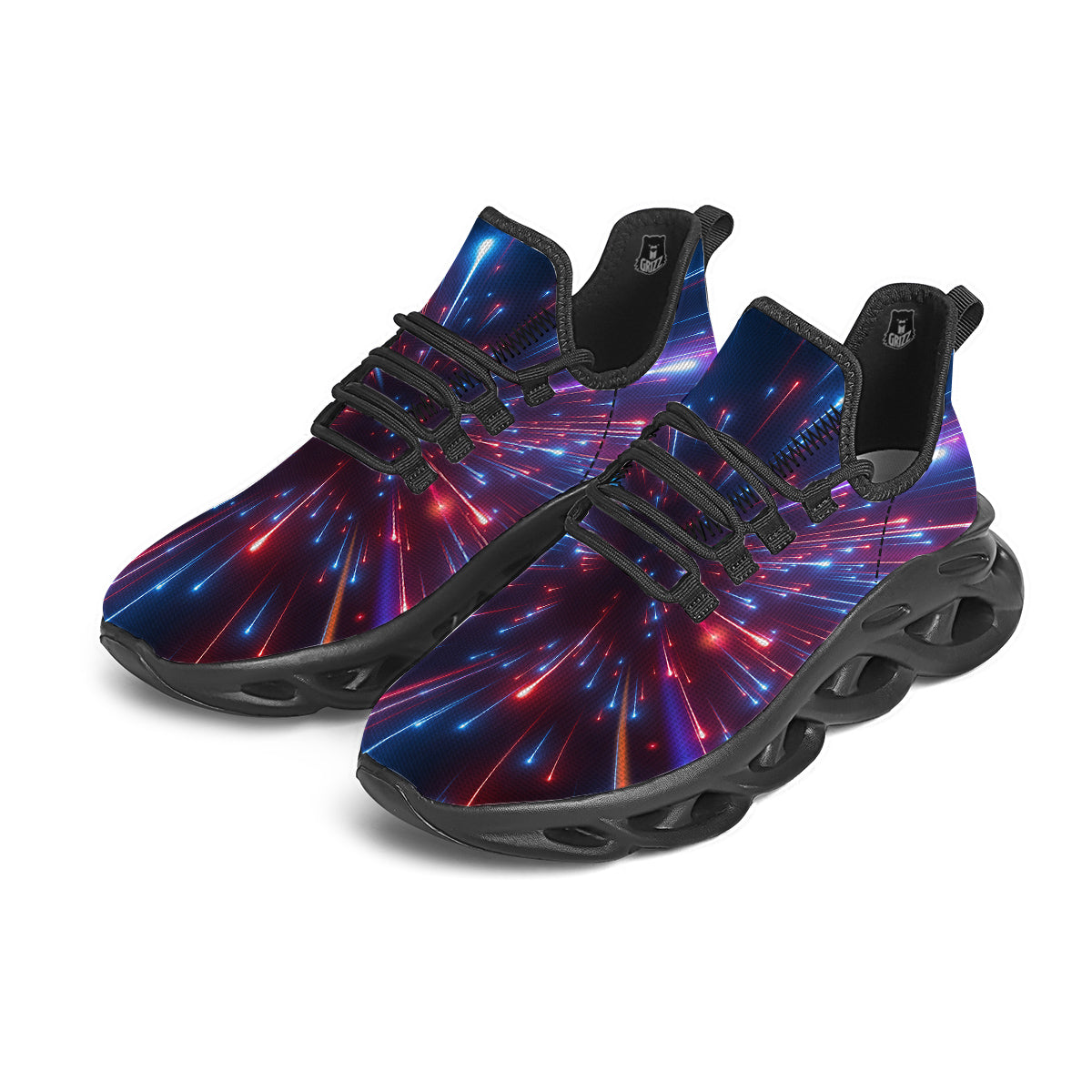 Hyperspace Cosmic Print Black Running Shoes-grizzshop