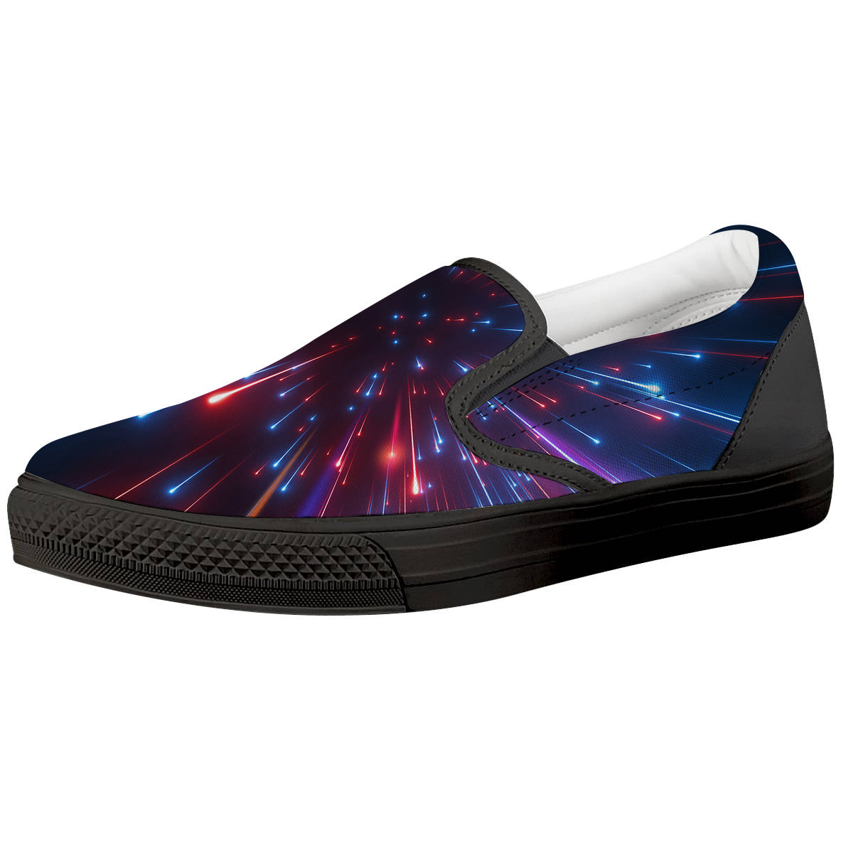 Hyperspace Cosmic Print Black Slip On Shoes-grizzshop