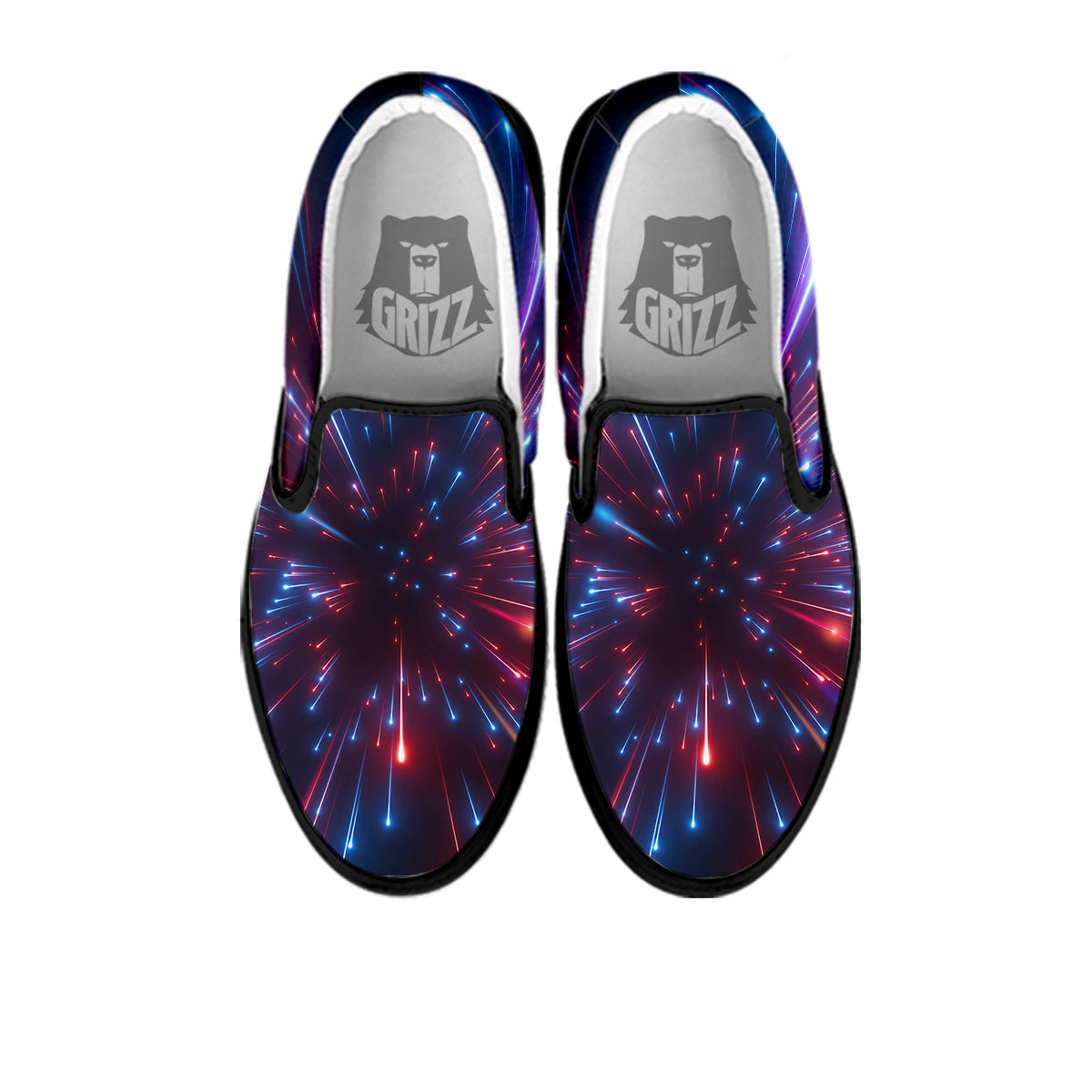 Hyperspace Cosmic Print Black Slip On Shoes-grizzshop