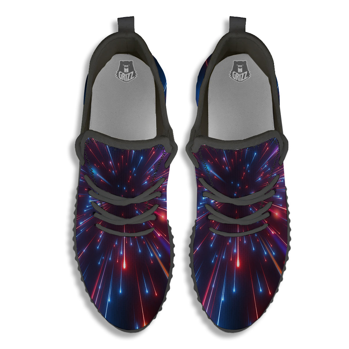 Hyperspace Cosmic Print Black Walking Shoes-grizzshop