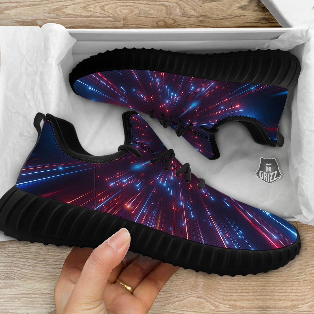 Hyperspace Cosmic Print Black Walking Shoes-grizzshop