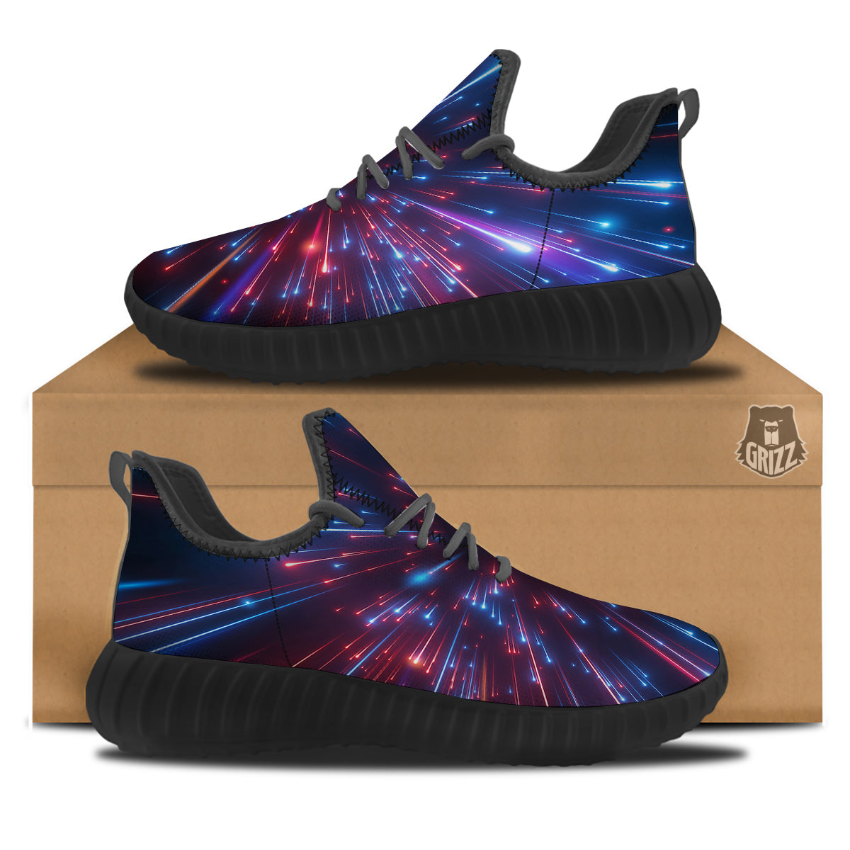 Hyperspace Cosmic Print Black Walking Shoes-grizzshop
