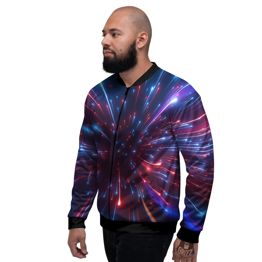 Hyperspace Cosmic Print Men's Bomber Jacket-grizzshop