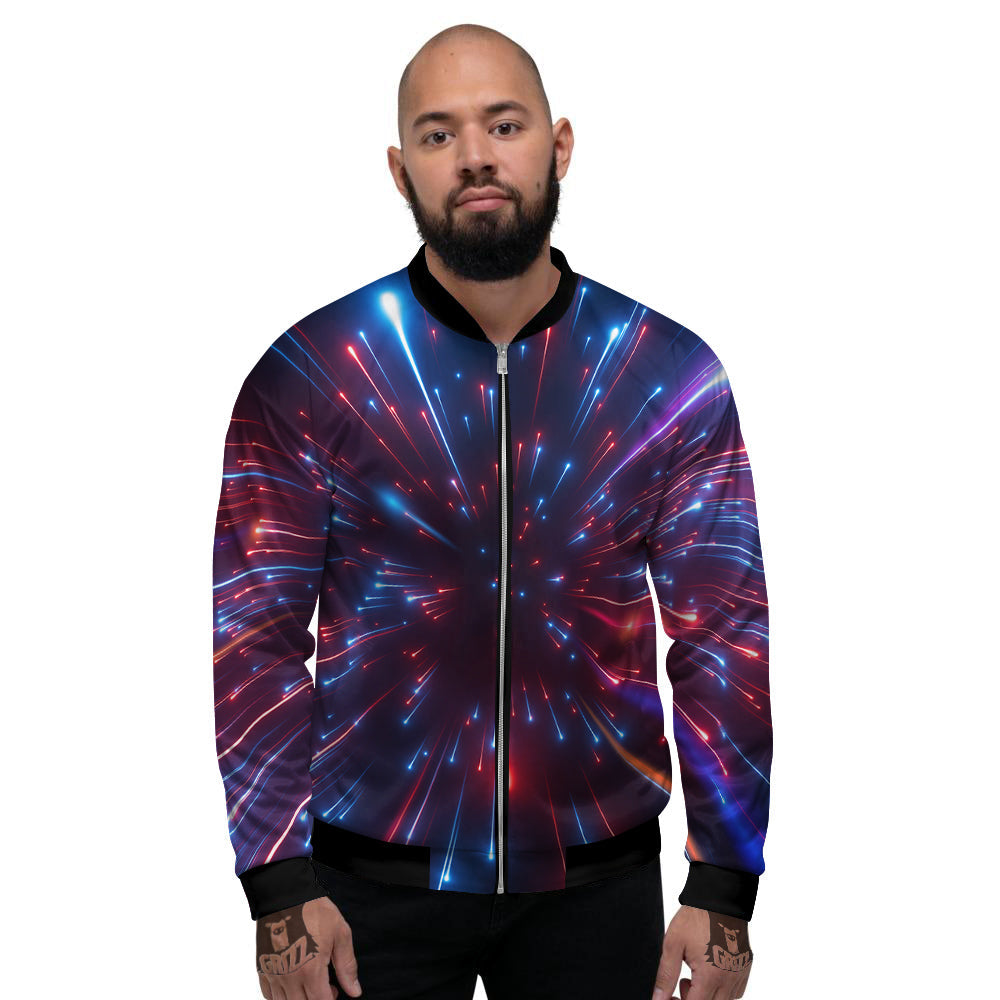 Hyperspace Cosmic Print Men's Bomber Jacket-grizzshop