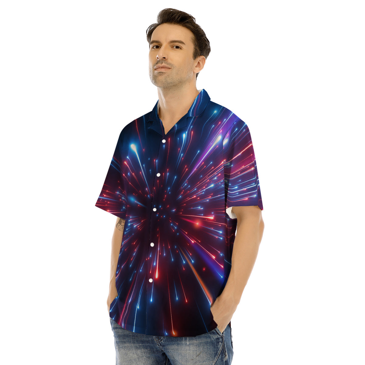 Hyperspace Cosmic Print Men's Hawaiian Shirt-grizzshop