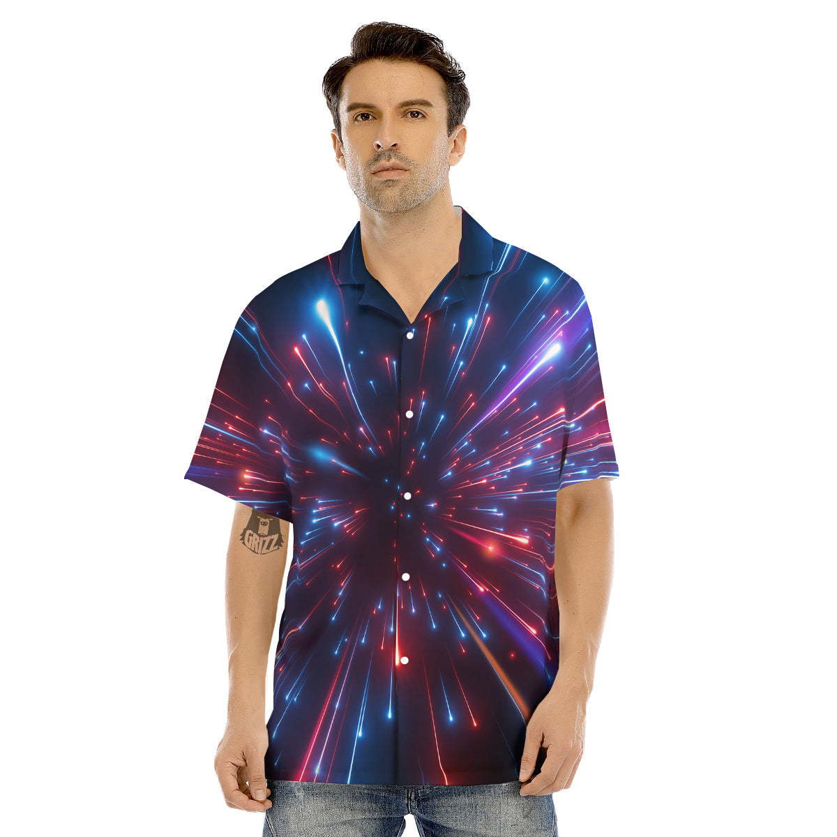 Hyperspace Cosmic Print Men's Hawaiian Shirt-grizzshop
