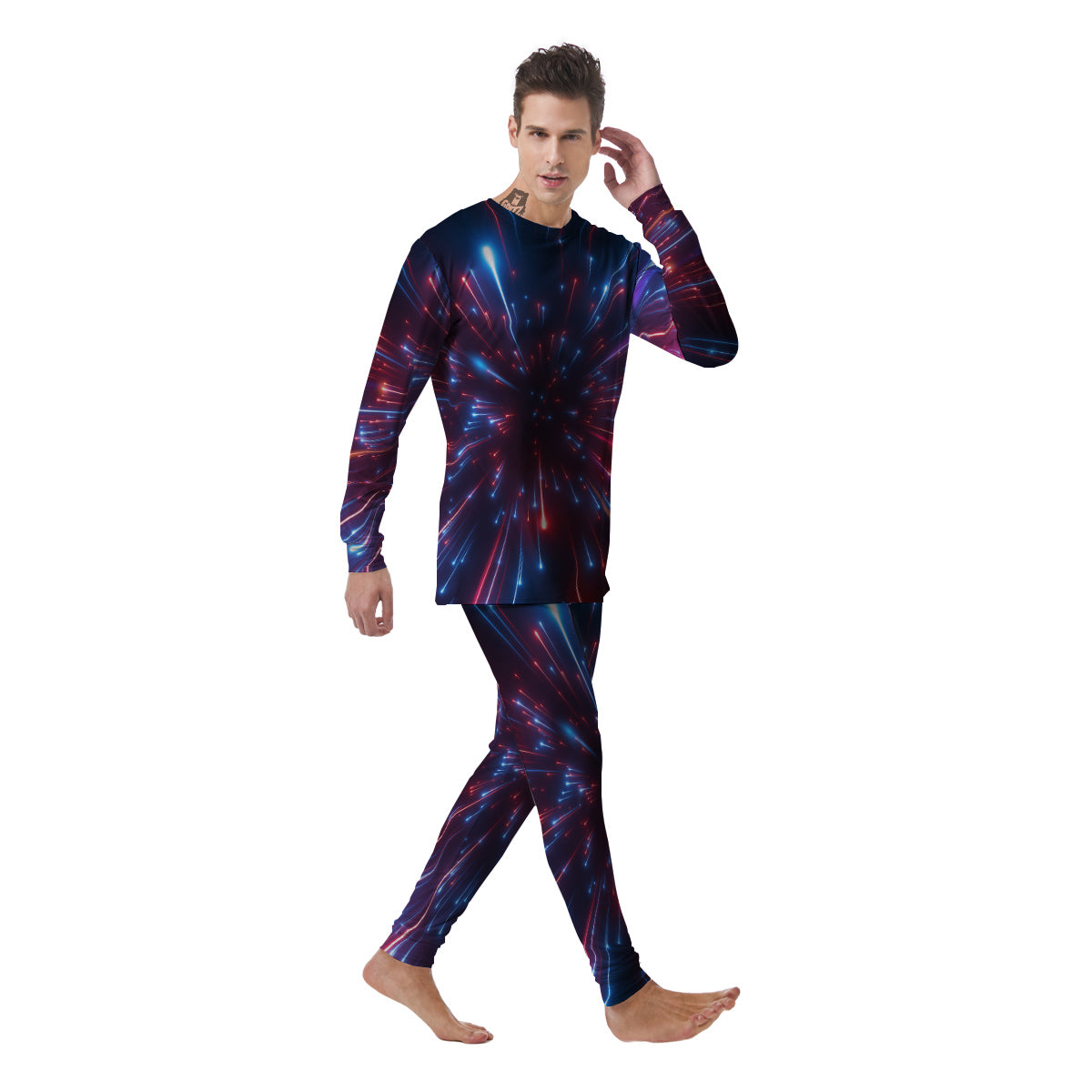 Hyperspace Cosmic Print Men's Pajamas-grizzshop