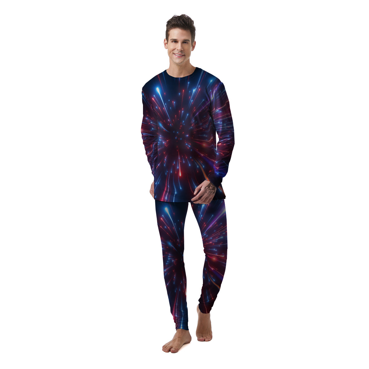 Hyperspace Cosmic Print Men's Pajamas-grizzshop