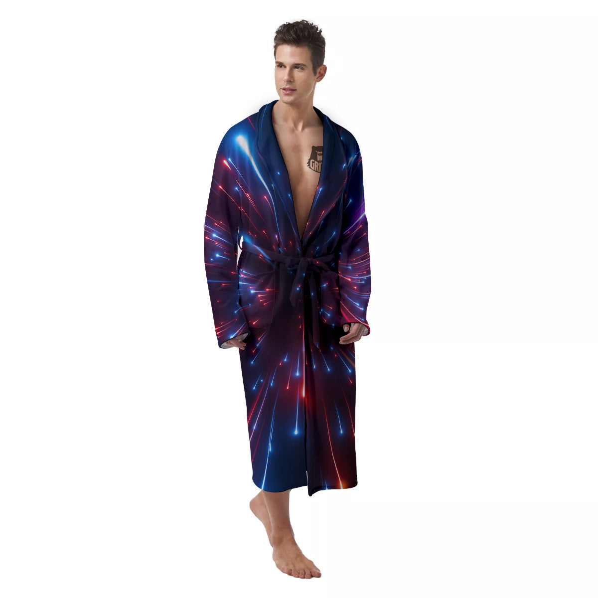Hyperspace Cosmic Print Men's Robe-grizzshop