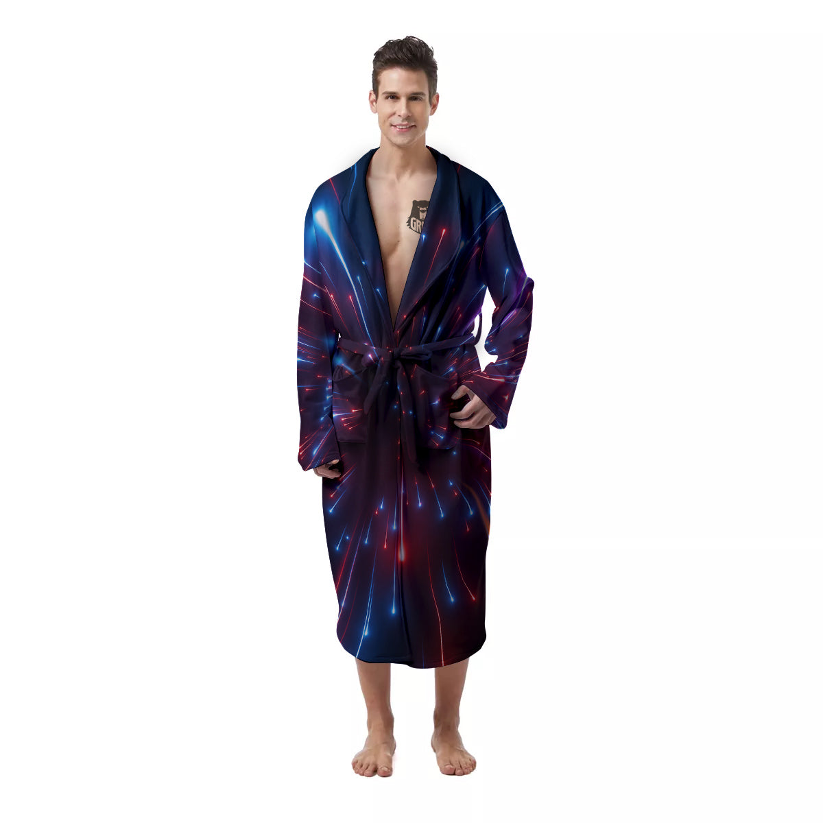 Hyperspace Cosmic Print Men's Robe-grizzshop
