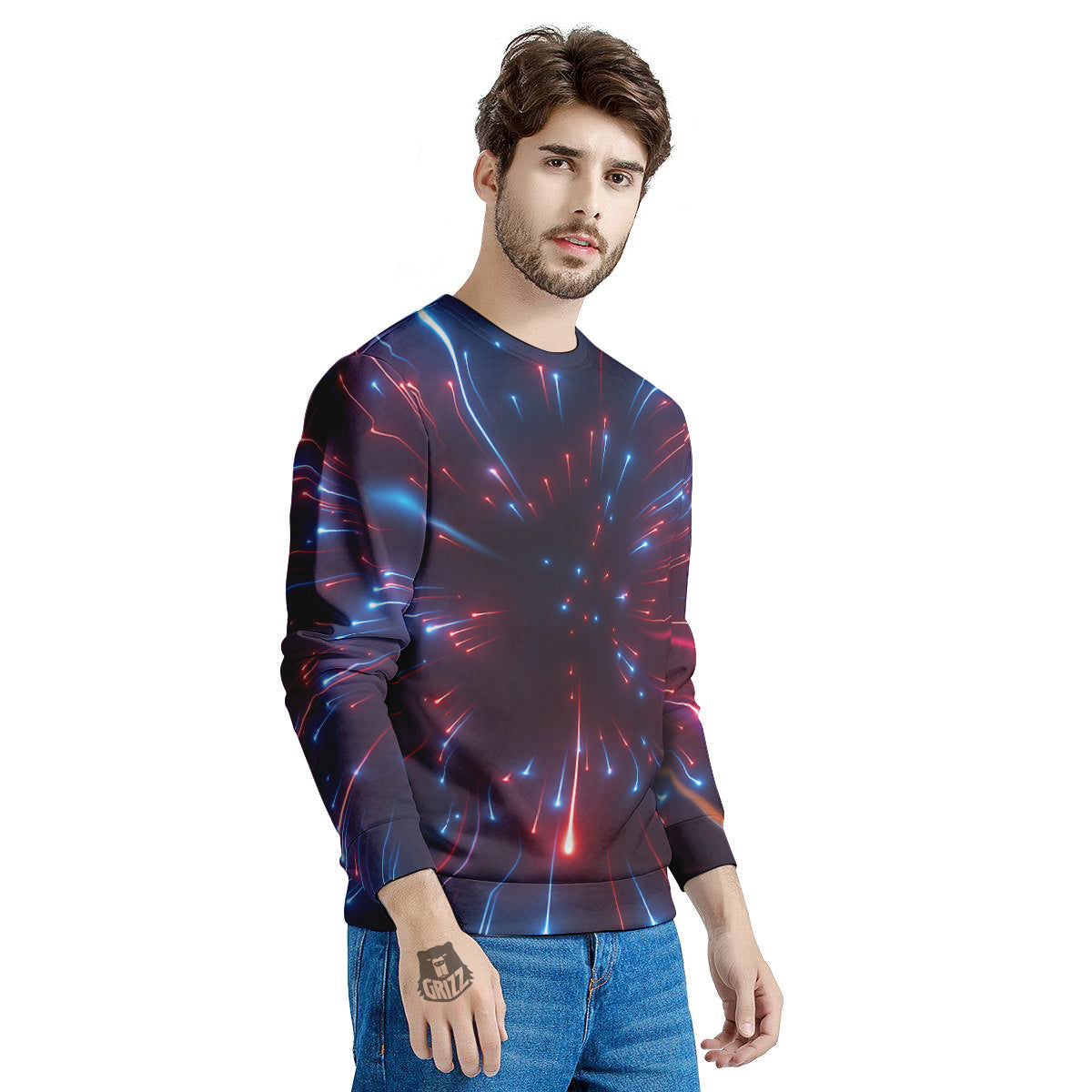 Hyperspace Cosmic Print Men's Sweatshirt-grizzshop