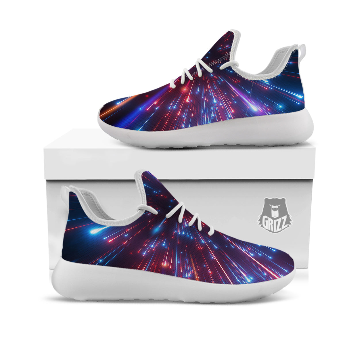 Hyperspace Cosmic Print White Athletic Shoes-grizzshop