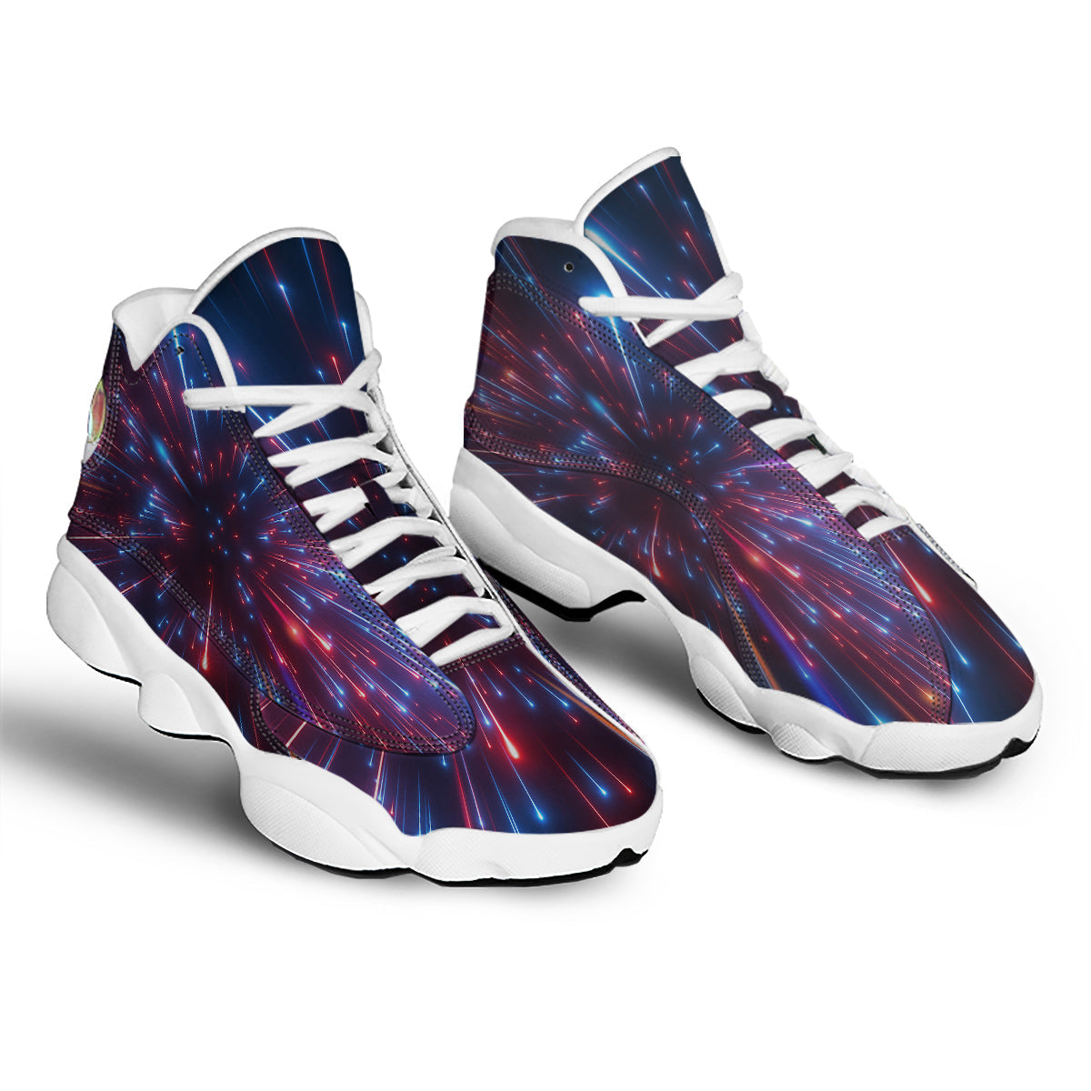 Hyperspace Cosmic Print White Basketball Shoes-grizzshop