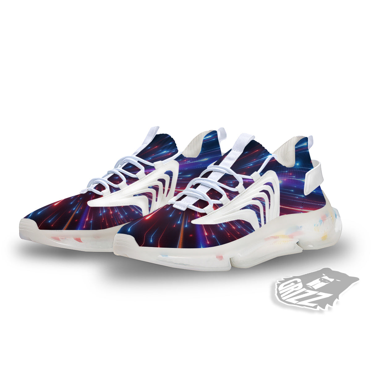 Hyperspace Cosmic Print White Gym Shoes-grizzshop