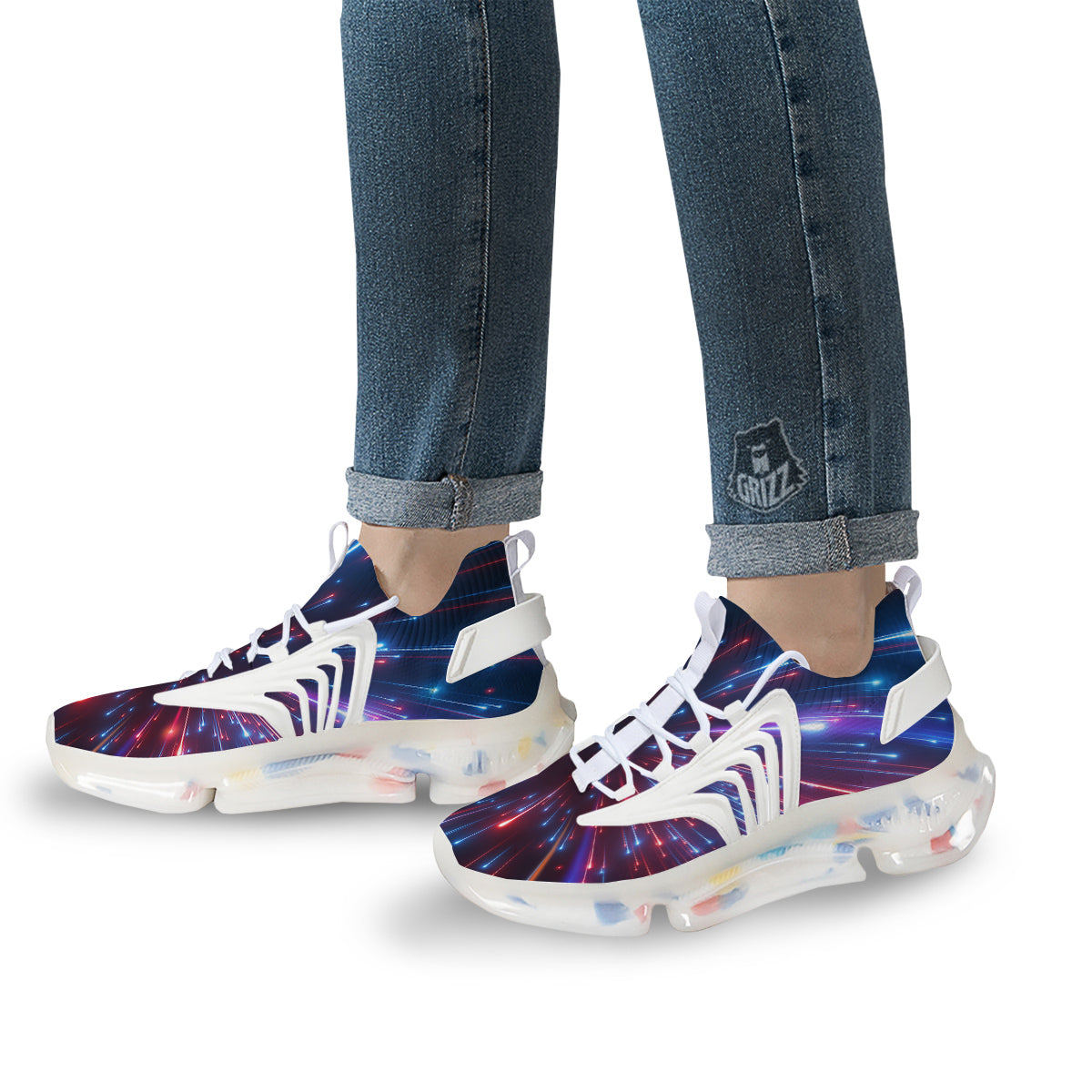 Hyperspace Cosmic Print White Gym Shoes-grizzshop