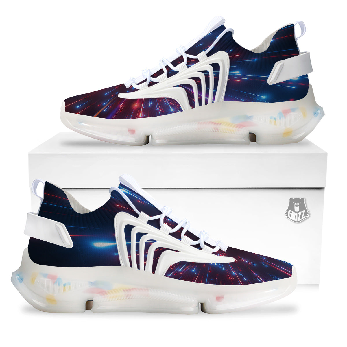 Hyperspace Cosmic Print White Gym Shoes-grizzshop