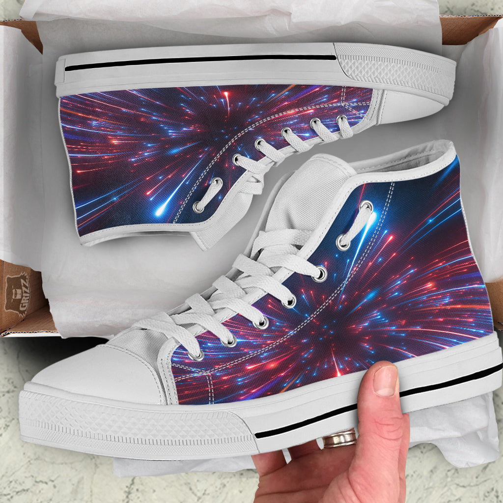 Hyperspace Cosmic Print White High Top Shoes-grizzshop