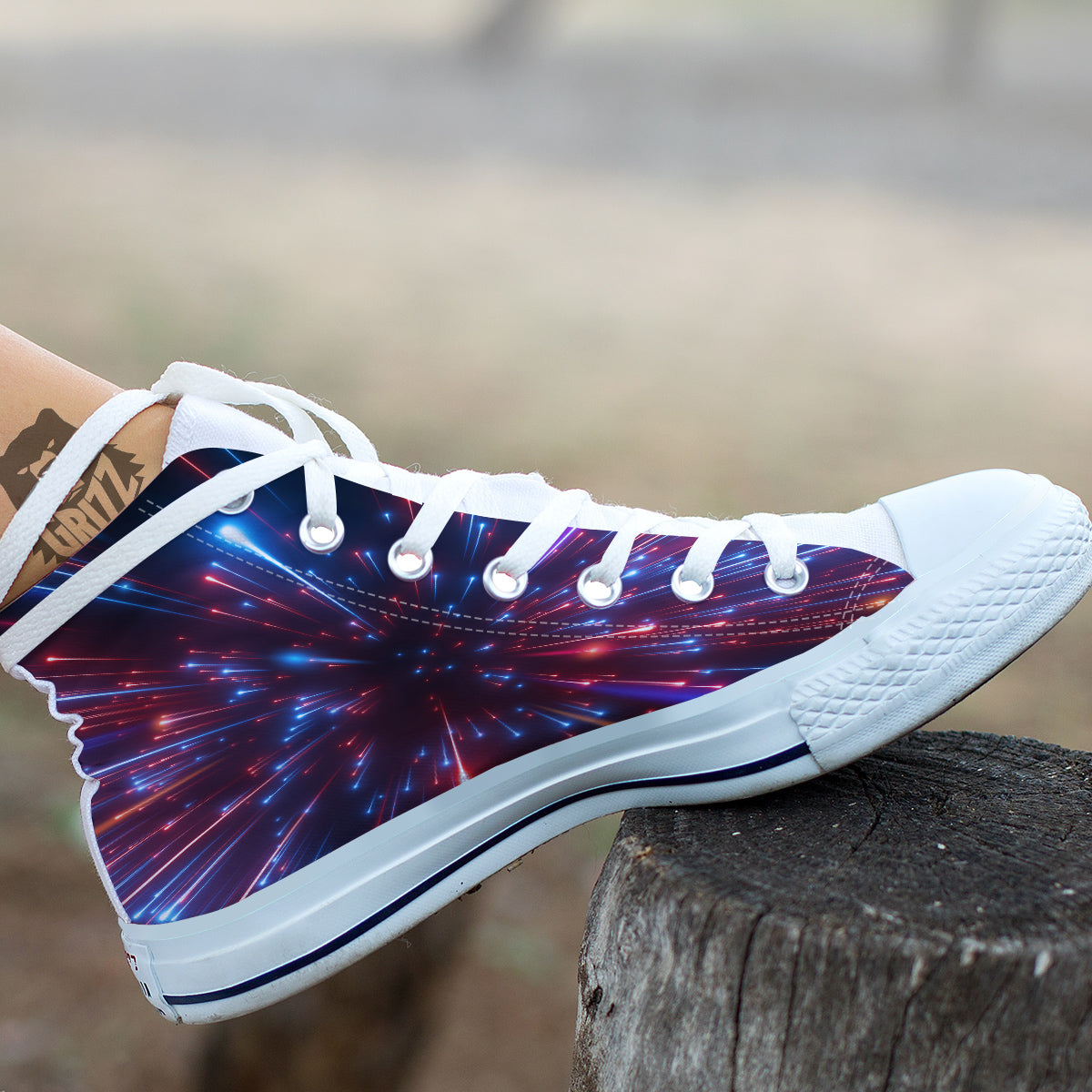 Hyperspace Cosmic Print White High Top Shoes-grizzshop