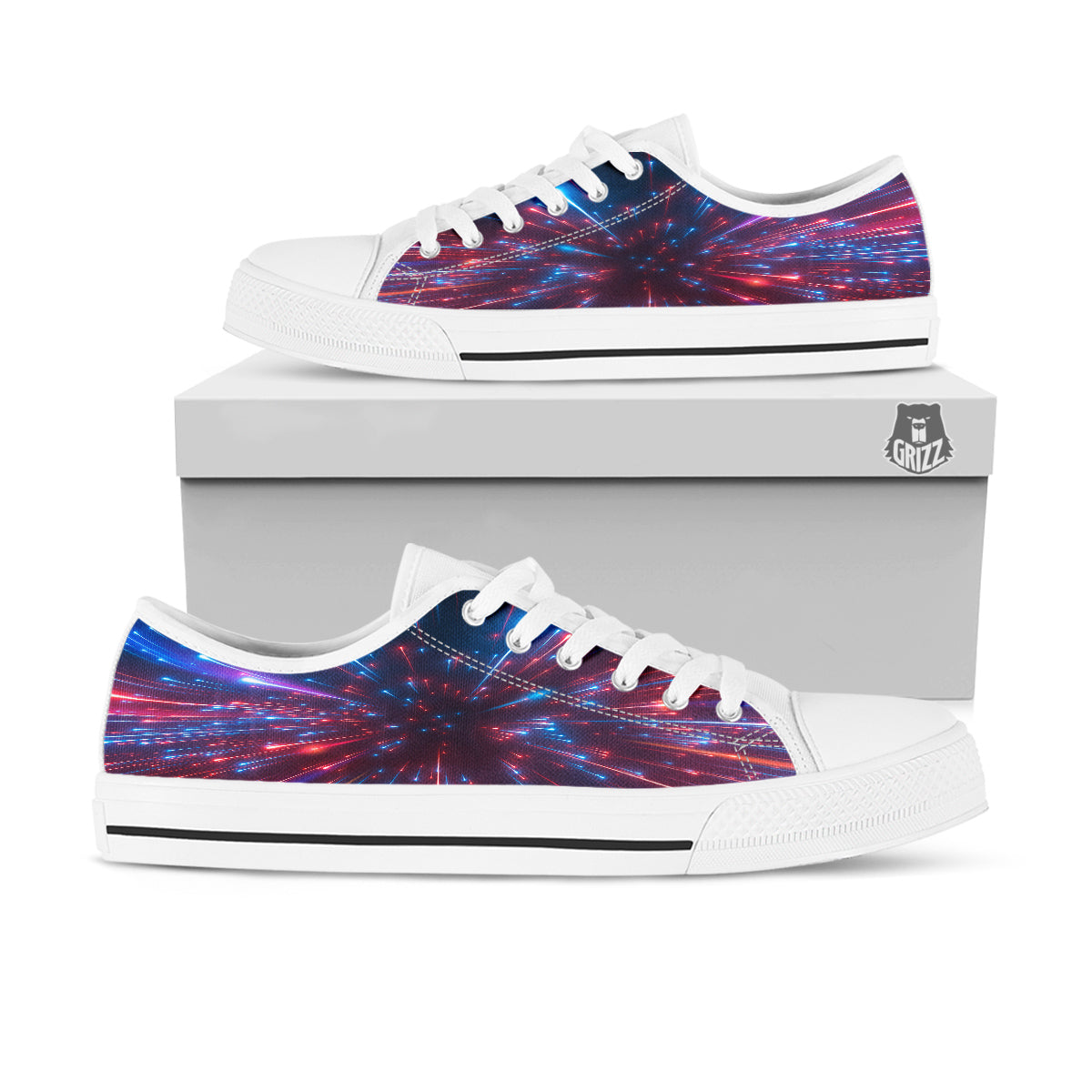 Hyperspace Cosmic Print White Low Top Shoes-grizzshop
