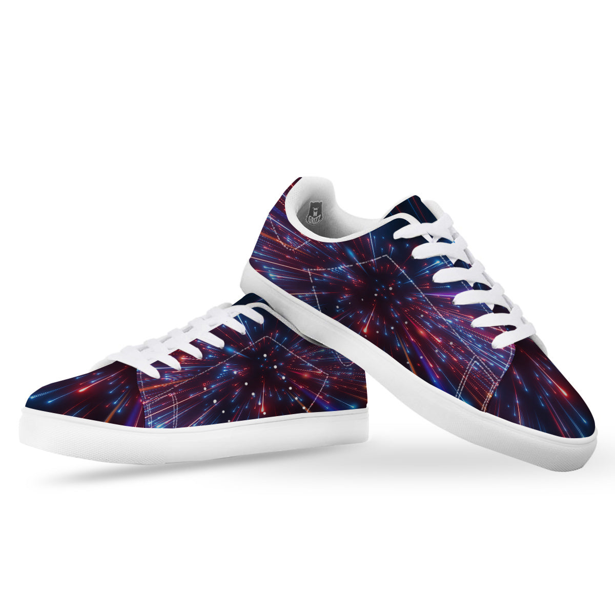 Hyperspace Cosmic Print White Low Top Sneakers-grizzshop
