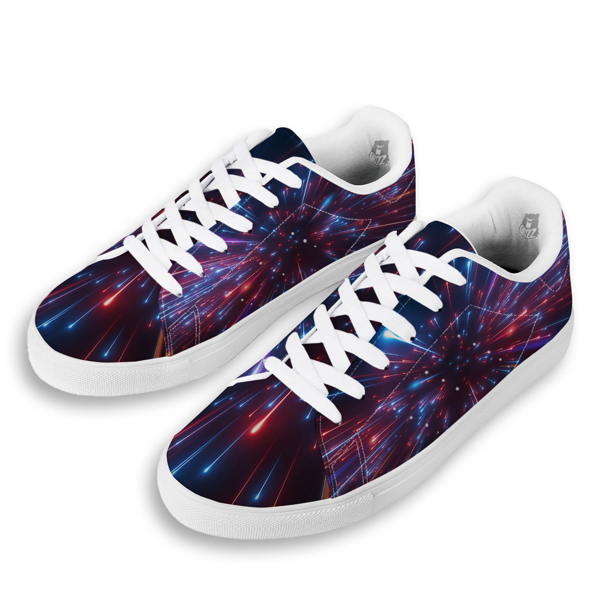 Hyperspace Cosmic Print White Low Top Sneakers-grizzshop