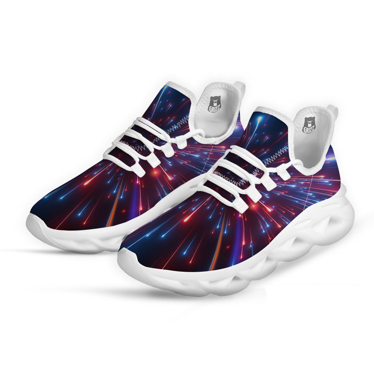 Hyperspace Cosmic Print White Running Shoes-grizzshop