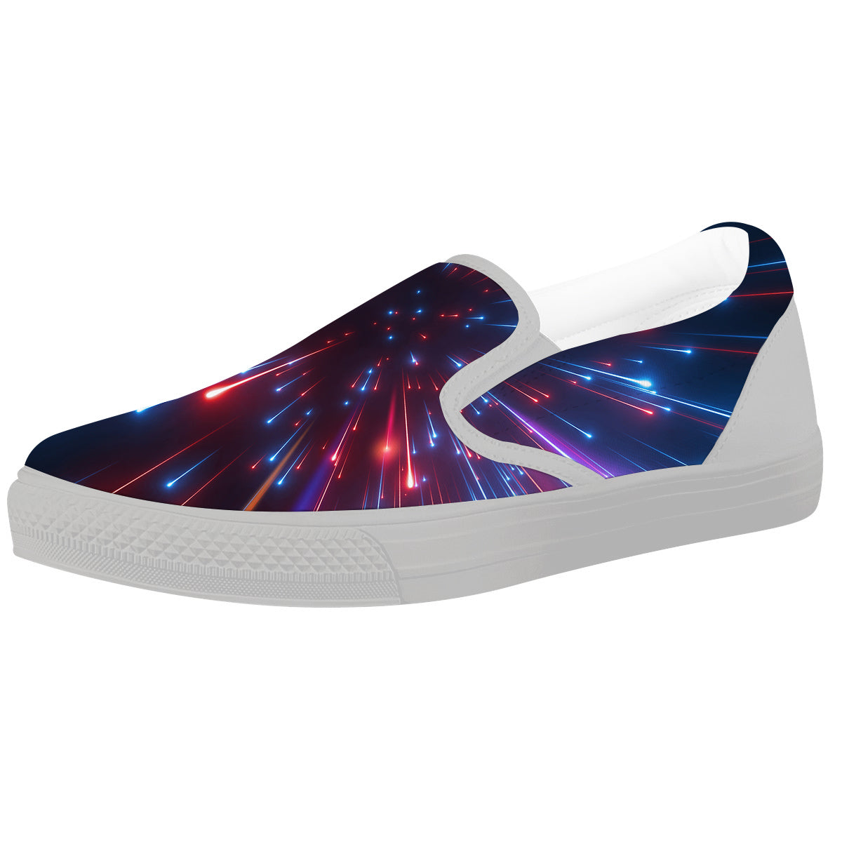 Hyperspace Cosmic Print White Slip On Shoes-grizzshop