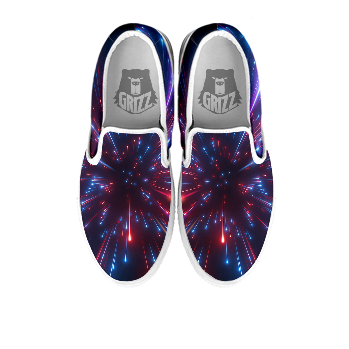 Hyperspace Cosmic Print White Slip On Shoes-grizzshop