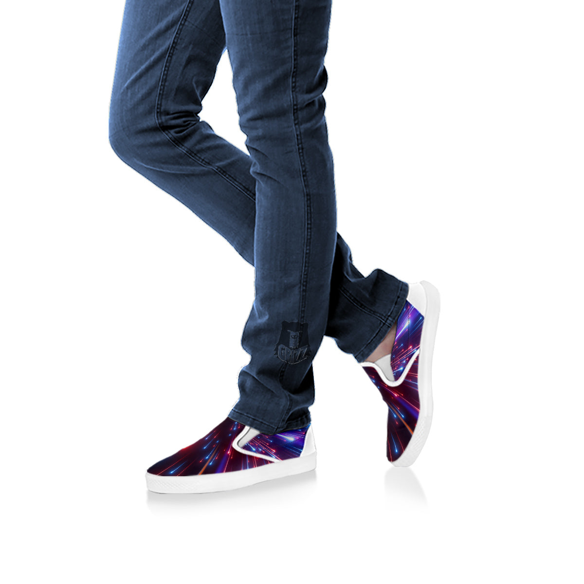 Hyperspace Cosmic Print White Slip On Shoes-grizzshop