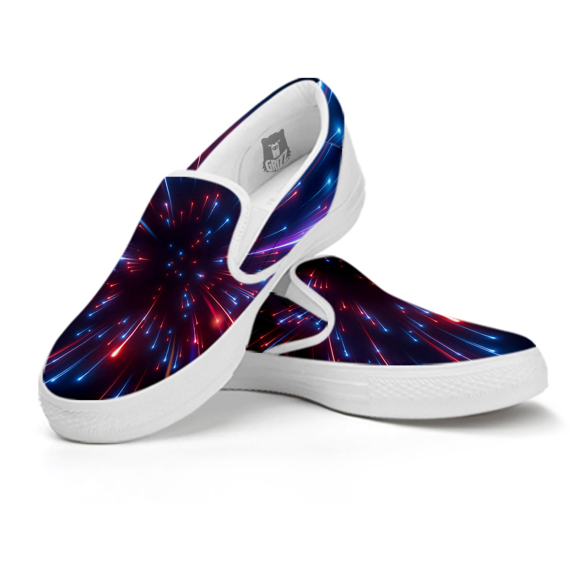 Hyperspace Cosmic Print White Slip On Shoes-grizzshop