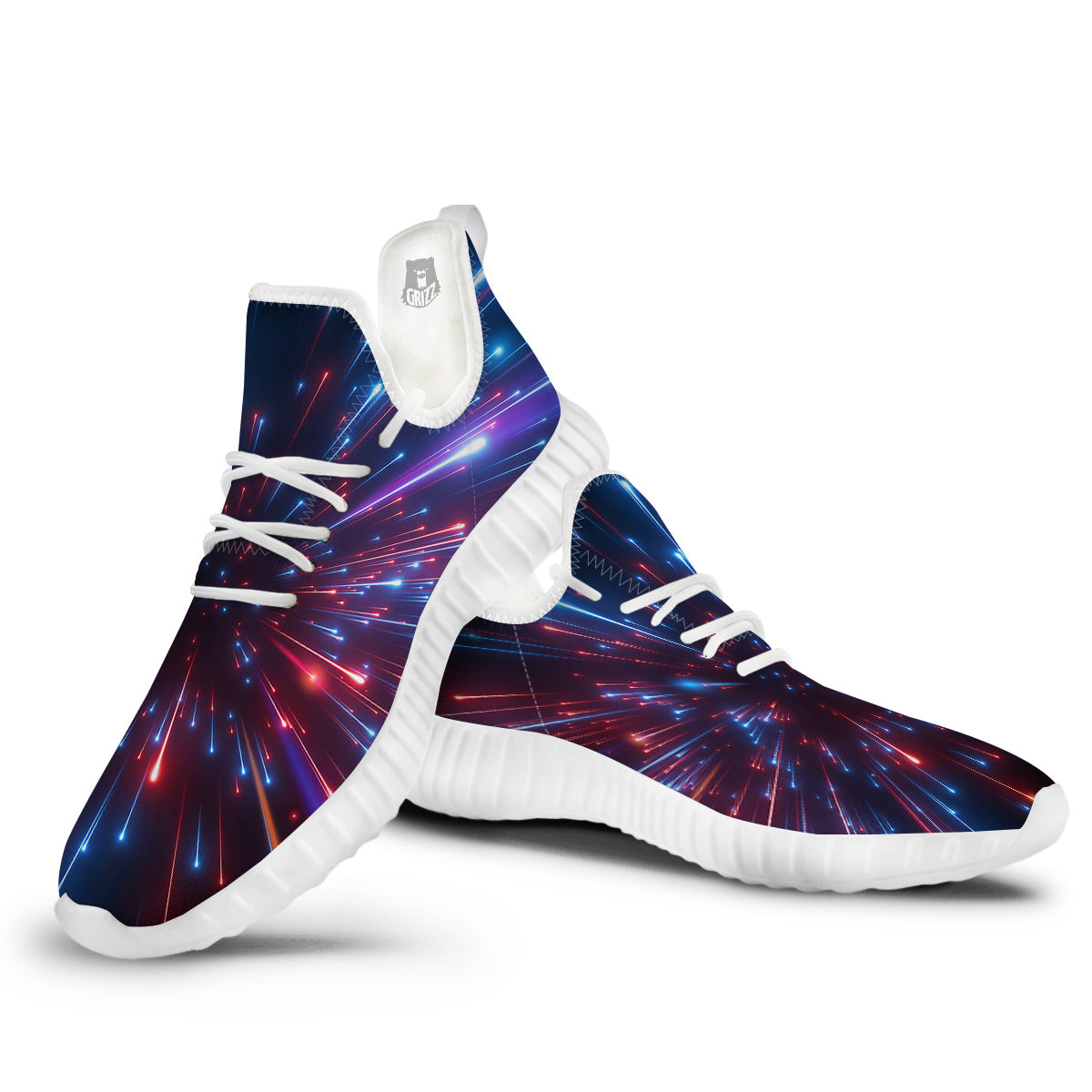 Hyperspace Cosmic Print White Walking Shoes-grizzshop