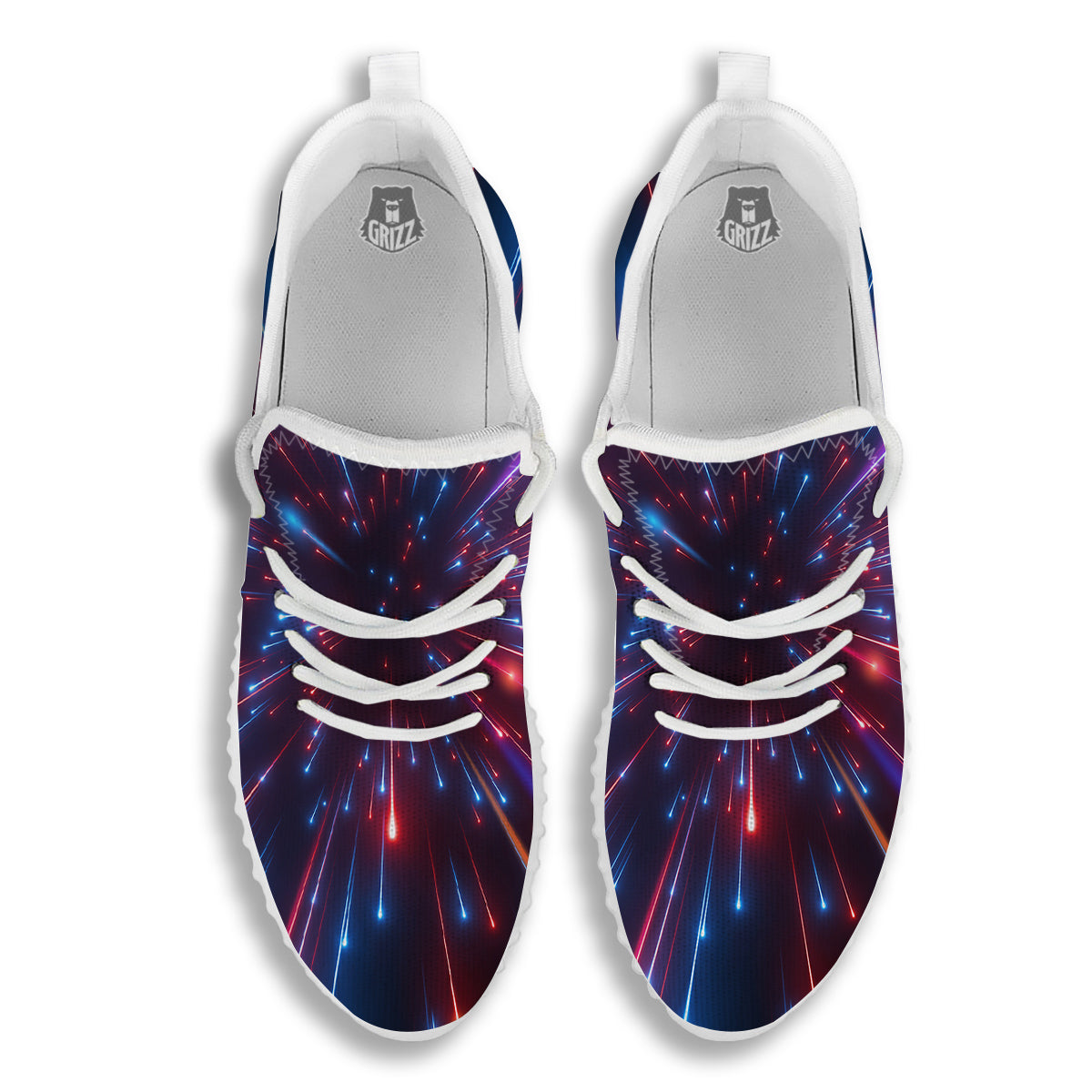 Hyperspace Cosmic Print White Walking Shoes-grizzshop