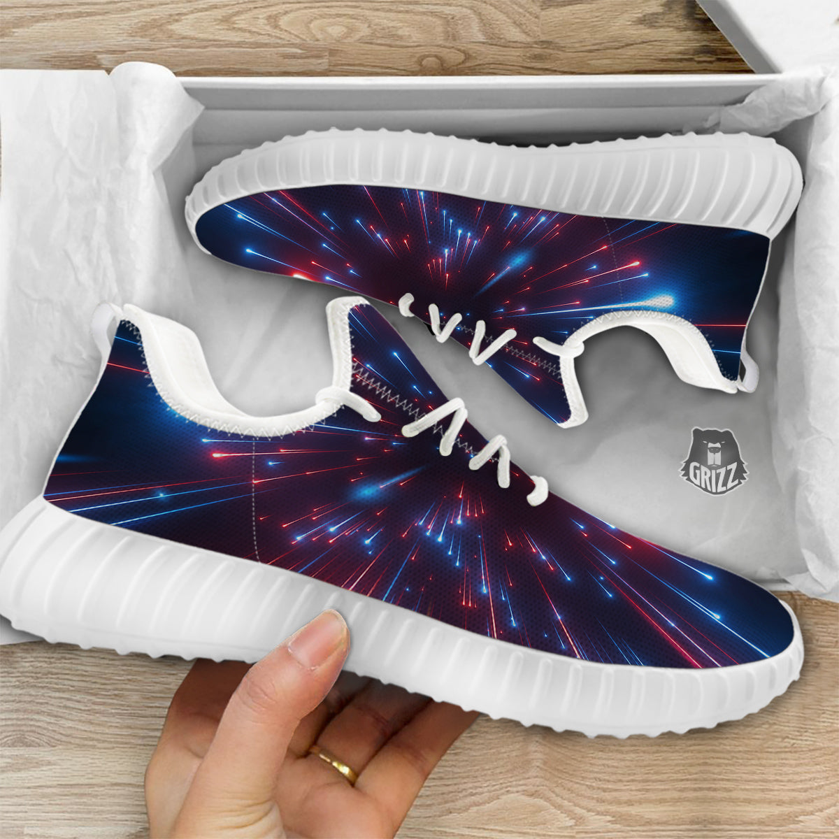 Hyperspace Cosmic Print White Walking Shoes-grizzshop