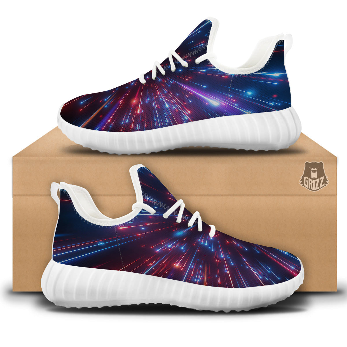 Hyperspace Cosmic Print White Walking Shoes-grizzshop