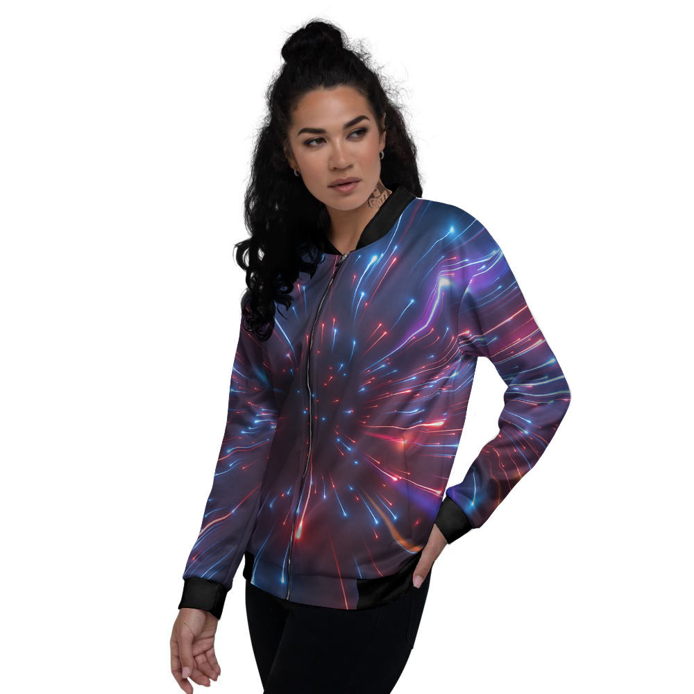 Hyperspace Cosmic Print Women's Bomber Jacket-grizzshop