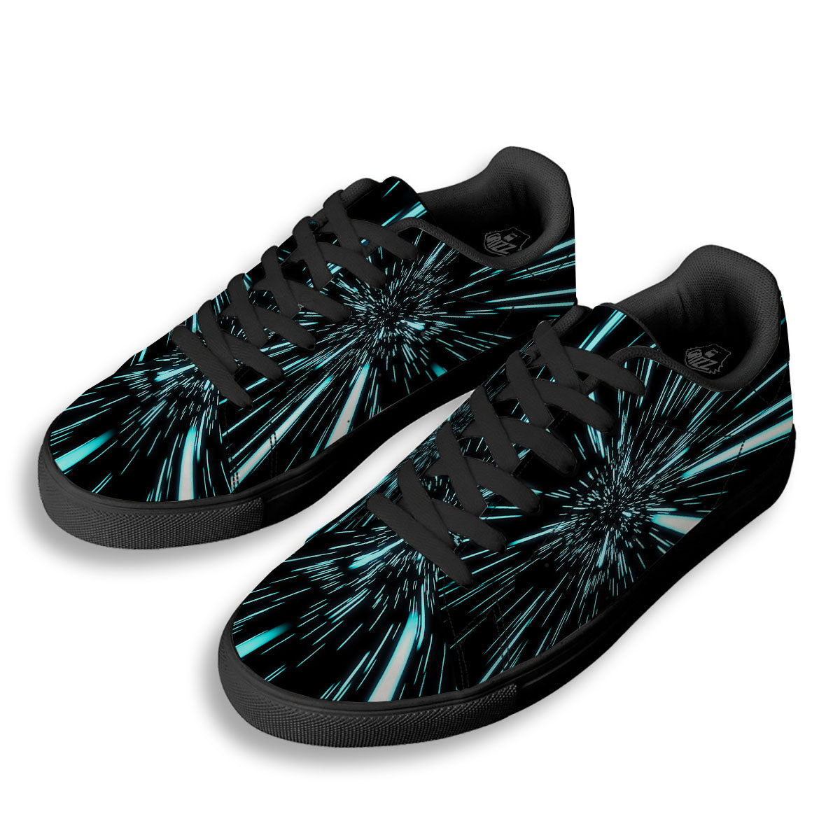 Hyperspace Galaxy Print Black Low Top Sneakers-grizzshop