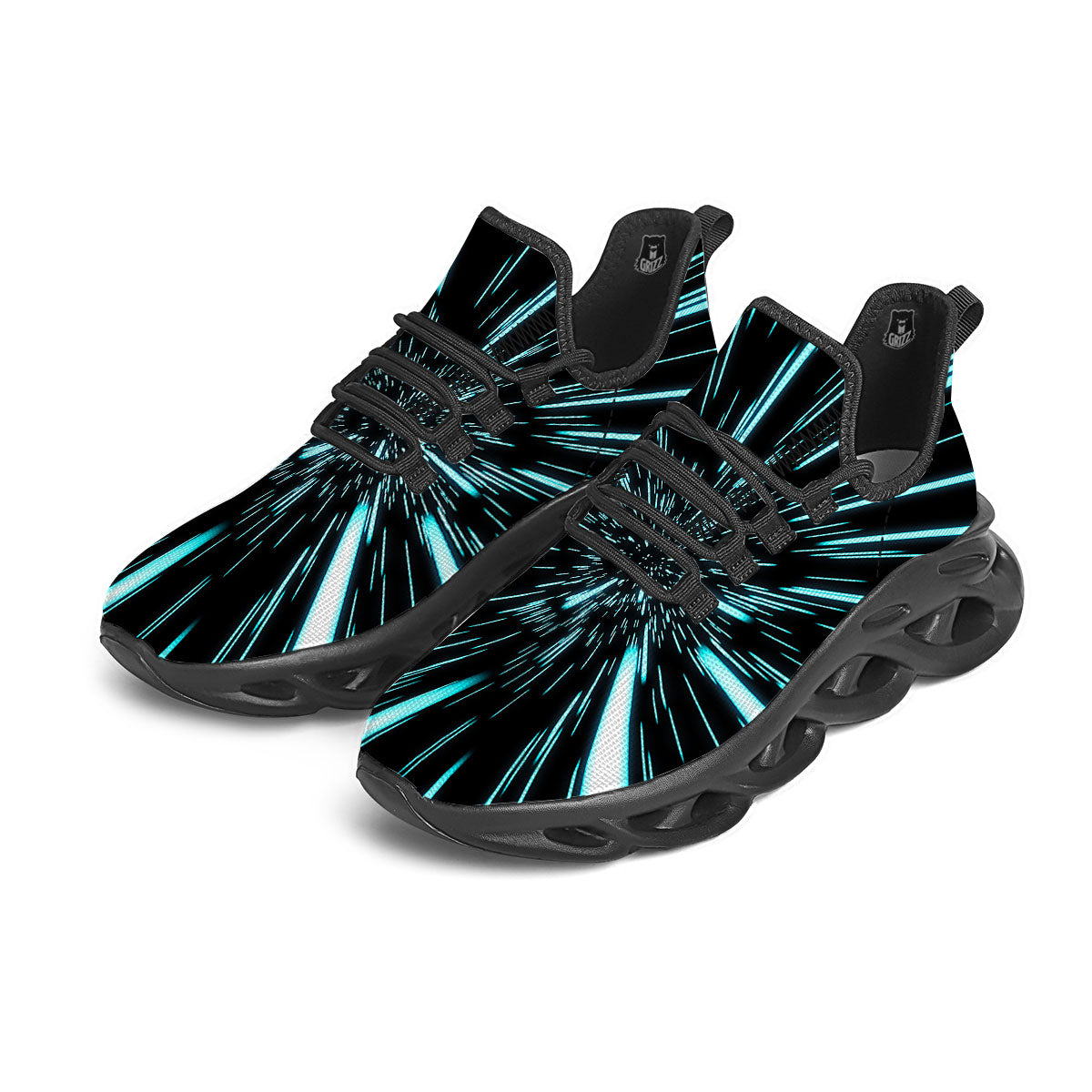 Hyperspace Galaxy Print Black Running Shoes-grizzshop